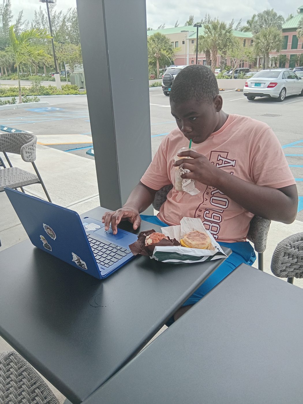 A student working on a laptop